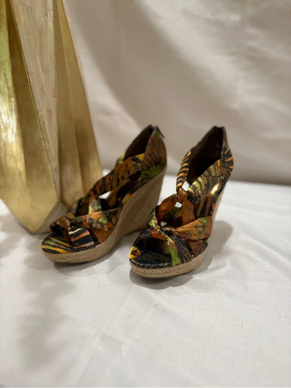 Carlos by Carlos Santana Multicolor Knotted Espadrille Wedge Sandals